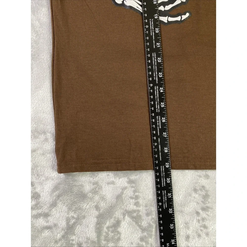 RGSTR‎ T-Shirt Men Large Brown Unwritten End Skeleton Graphic Streetwear Tee